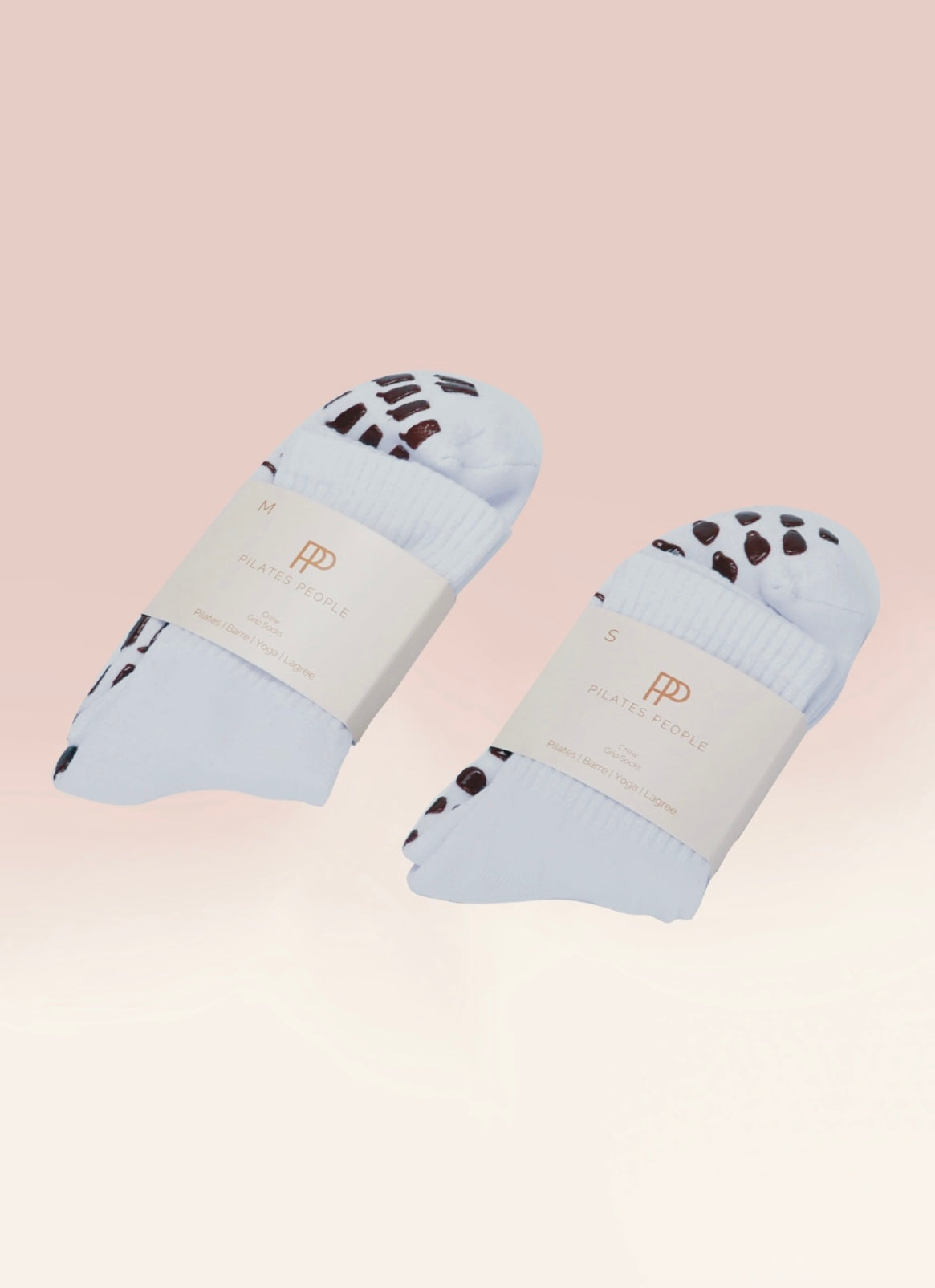 White Crew Non Slip Grip Socks - Iced Coffee Cup