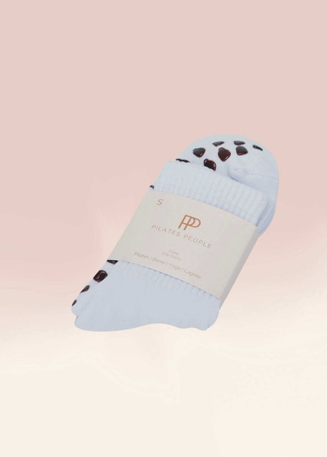 White Crew Non Slip Grip Socks - Coffee Cup