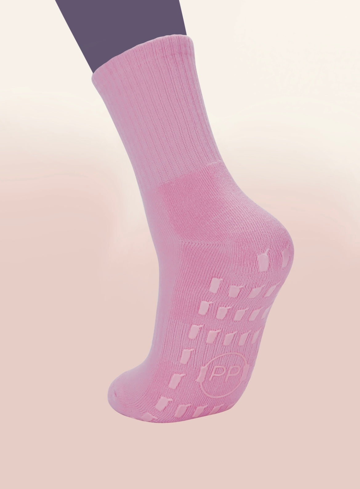 Pink Crew Non Slip Grip Socks - Iced Coffee Cup