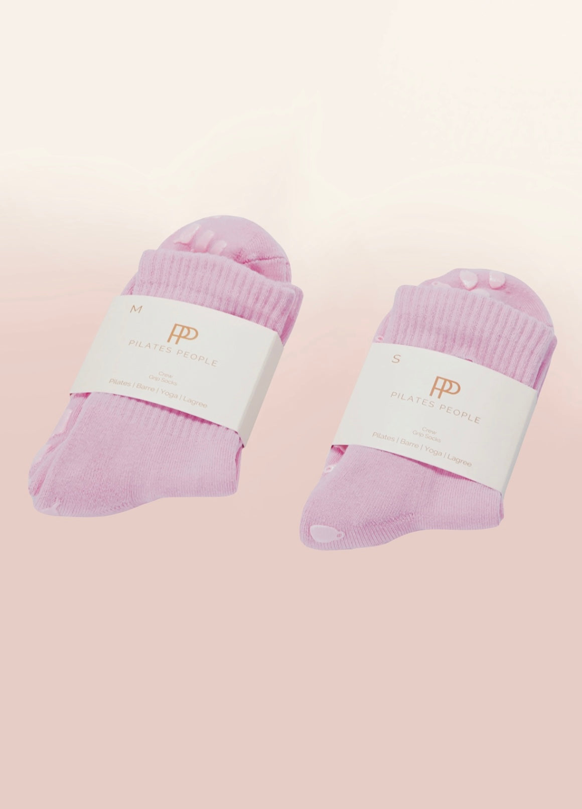 Pink Crew Non Slip Grip Socks - Iced Coffee Cup