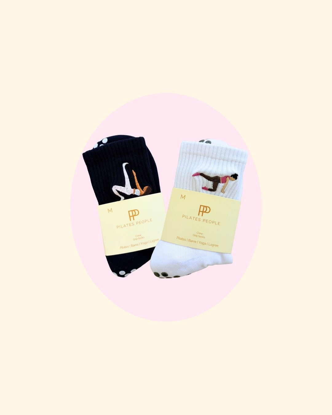 Brunette Grip Sock Duo – Black & White