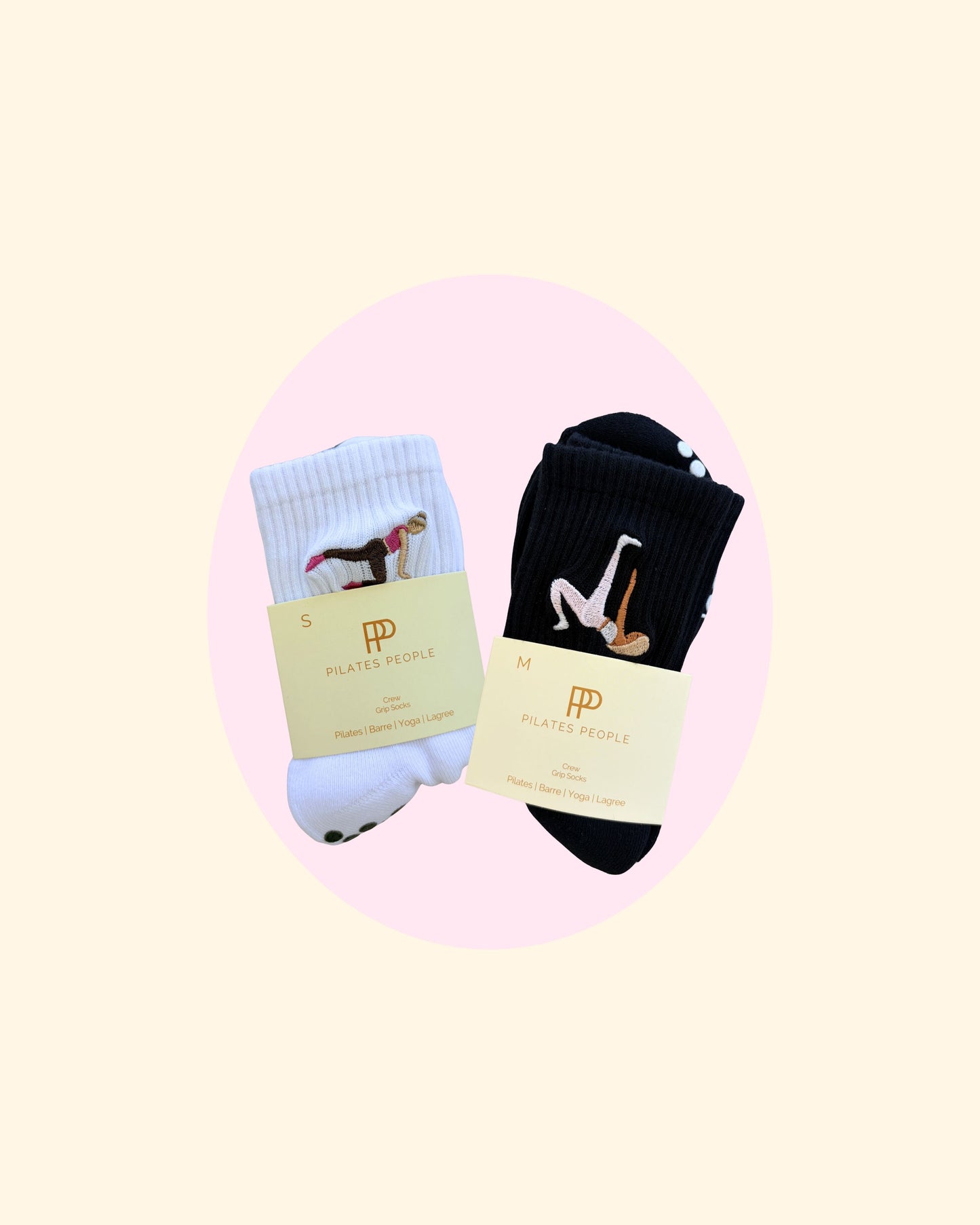 Blonde Grip Sock Duo – Black & White