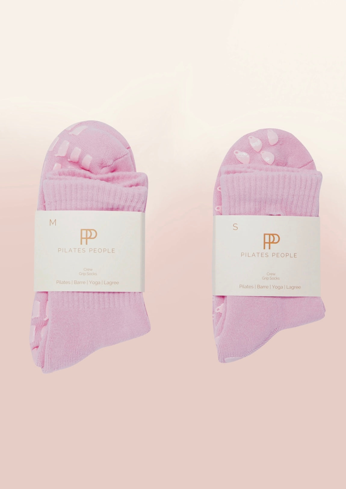 Pink Crew Non Slip Grip Socks - Coffee Cup