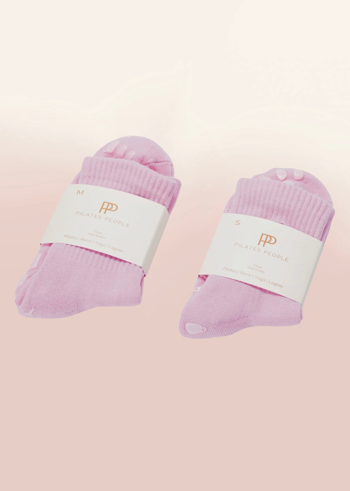 Pink Crew Non Slip Grip Socks - Coffee Cup