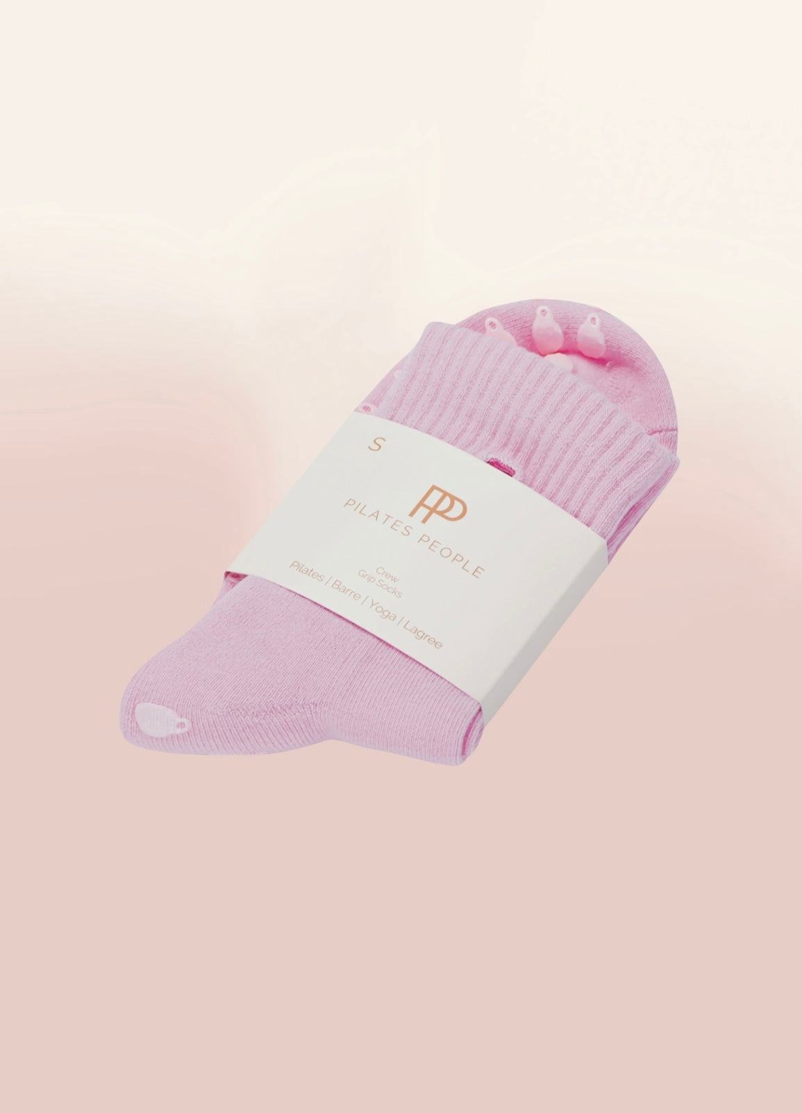 Pink Crew Non Slip Grip Socks - Coffee Cup