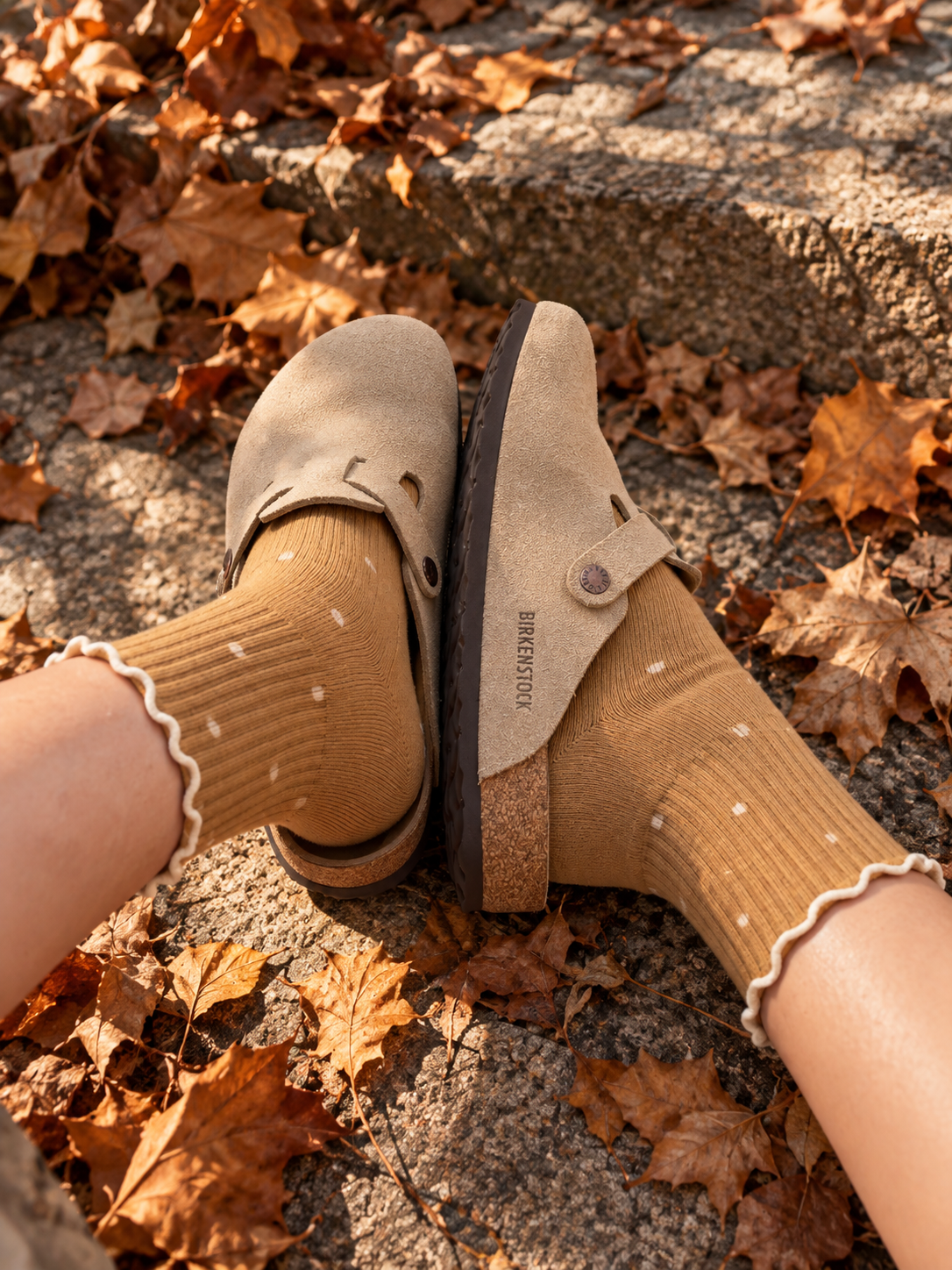 Polka Dot Latte Grip Socks