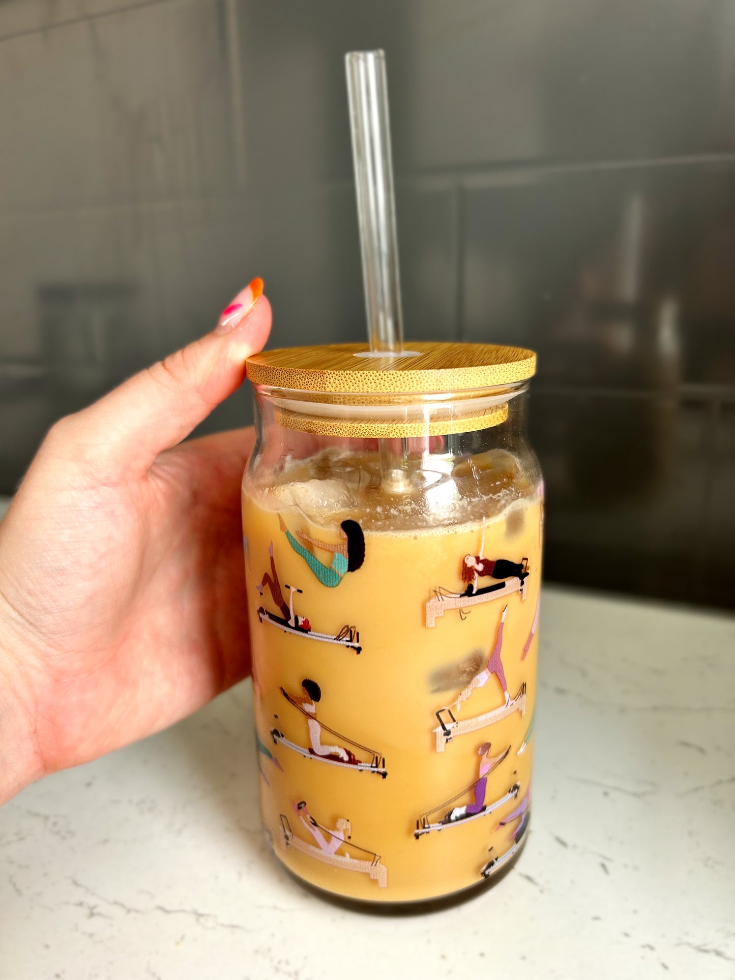 Pilates Glass Cup